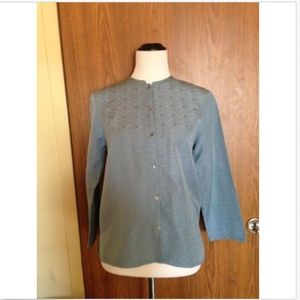 EILEEN FISHER SilkLinen BlueButtonDown Shirt SZ S